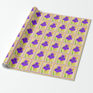 Papier Cadeau Peinture Iris à pois pourpre - Chien original mign