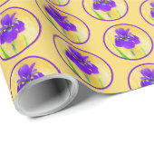 Papier Cadeau Peinture Iris Violet - Art Fleur Originale (Coin rond)