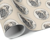 Papier Cadeau Peinture mastiff anglaise (Brindle) - Dog Art (Coin rond)