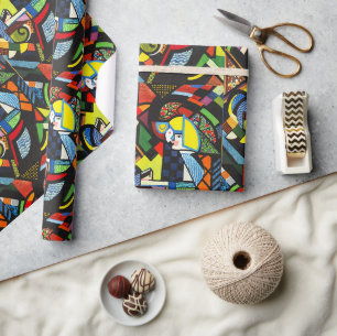 Papier Cadeau Peinture Moderniste Géométrique Colorée Abstraite