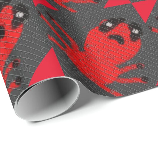 Papier Cadeau Peinture murale Brown Araignée Rouge, Art par Enfa (Coin rond)