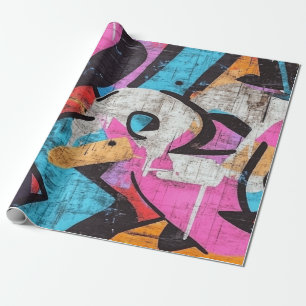 Papier Cadeau Peinture Murale de Rue avec Coulures Superposées &