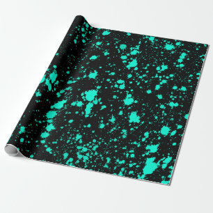 Papier Cadeau Peinture noire menthe éclaboussure artistique Spla