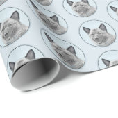 Papier Cadeau Peinture norvégienne sur l'Elkhound - Art original (Coin rond)