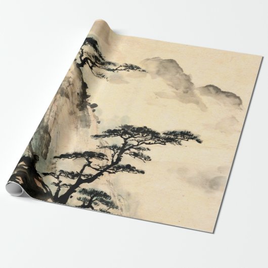 Papier Cadeau peinture paysage chinois.chinois, peinture, japona (Déroulé)