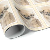 Papier Cadeau Peinture Pekingese - Cute Original Chien Art (Coin rond)