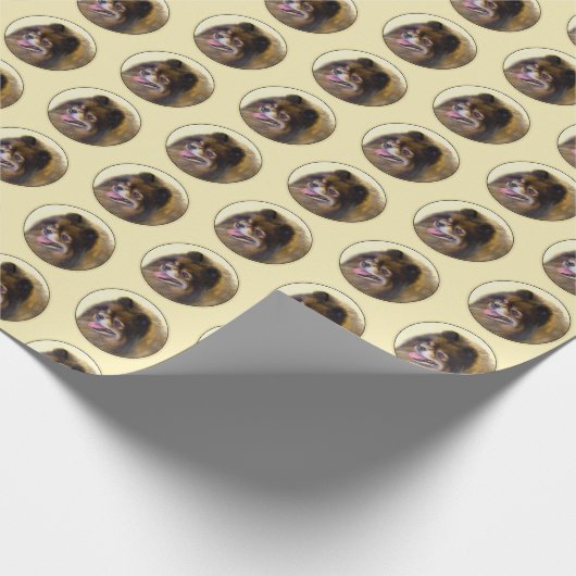 Papier Cadeau Peinture Poméranienne Noir et Tan Art Chien origin (Coin)