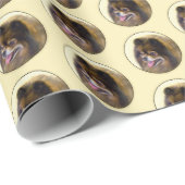 Papier Cadeau Peinture Poméranienne Noir et Tan Art Chien origin (Coin rond)