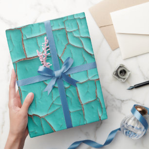 Papier Cadeau Peinture Rustique Peeling turquoise bleu turquoise