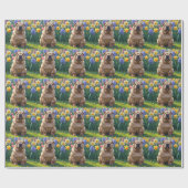 Papier Cadeau Peinture Shar Pei Chien Fleurs de Printemps Pei (Plat)