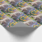 Papier Cadeau Peinture Sibérienne Fleurs de Printemps de Chat (Coin)