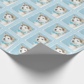 Papier Cadeau Peinture Sibérienne Husky Puppy - Art Chien origin (Coin)