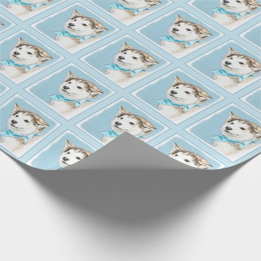 Papier Cadeau Peinture Sibérienne Husky Puppy - Art Chien origin (Coin)