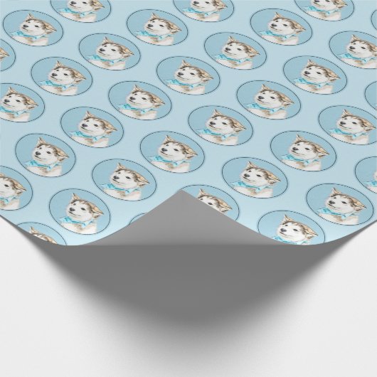 Papier Cadeau Peinture Sibérienne Husky Puppy - Art Chien origin (Coin)
