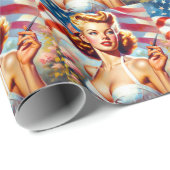 Papier Cadeau Peinture vintage américaine pour filles (Coin rond)