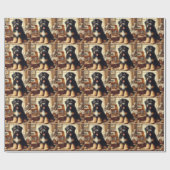 Papier Cadeau Peinture vintage de chien de garde (Plat)