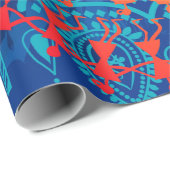 Papier Cadeau Peinture Warli - main dessinée traditionnelle l'An (Coin rond)