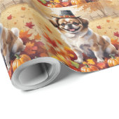 Papier Cadeau Pekingese À L'Automne Quitte L'Art Thanksgiving (Coin rond)