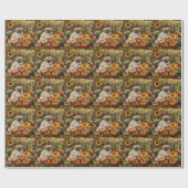 Papier Cadeau Pekingese Chien automne récolte Thankgiving (Plat)