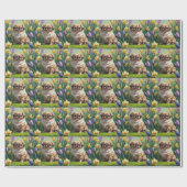 Papier Cadeau Pekingese Chien Fleurs de printemps Peinture (Plat)