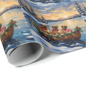 Papier Cadeau Pekingese Christmas Boat Holiday (Coin rond)