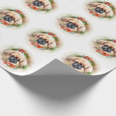 Papier Cadeau Pekingese Christmas Wreath Festive Pup (Coin)