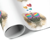 Papier Cadeau Pekingese Dog with Hearts Saint-Valentin (Coin rond)