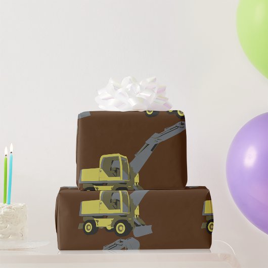 Papier Cadeau Pelle jaune engin de construction