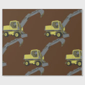 Papier Cadeau Pelle jaune engin de construction (Plat)