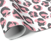 Papier Cadeau Pelure de léopard : Texture rose noire (Coin rond)
