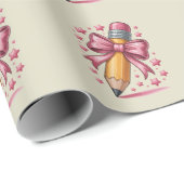 Papier Cadeau Pencil Coquette Bow Enseignant Appréciation School (Coin rond)