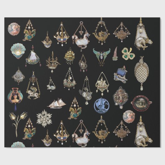 PAPIER CADEAU PENDENTIFS NAUTIQUES ANCIENS, BIJOUX, PIERRES, PER (Plat)