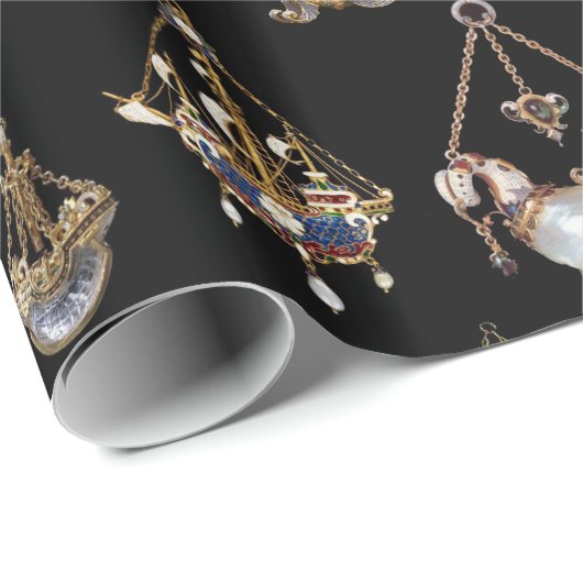 PAPIER CADEAU PENDENTIFS NAUTIQUES ANCIENS, BIJOUX, PIERRES, PER (Coin rond)