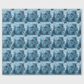 Papier Cadeau Pénecone bleu glacé primitif (Plat)