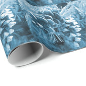 Papier Cadeau Pénecone bleu glacé primitif (Coin rond)
