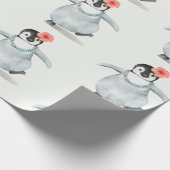 PAPIER CADEAU PENGUIN BÉBÉ AVEC UN PAPIER À FLEURS (Coin)