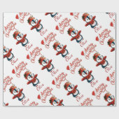 Papier Cadeau Penguin de Noël | Personnalisé (Plat)