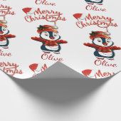 Papier Cadeau Penguin de Noël | Personnalisé (Coin)