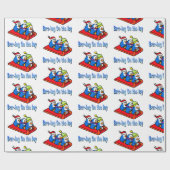 Papier Cadeau Penguins Dormir Hiver Vacances Scène (Plat)