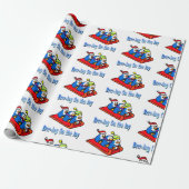 Papier Cadeau Penguins Dormir Hiver Vacances Scène (Déroulé)