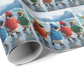 Papier Cadeau Penguins Ice Skating On an Arctic Lake (Coin rond)