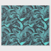 Papier Cadeau pensée profonde - noir et turquoise : (Plat)