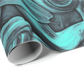 Papier Cadeau pensée profonde - noir et turquoise : (Coin rond)