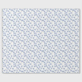 Papier Cadeau Pensées bleues sur fond blanc (Plat)