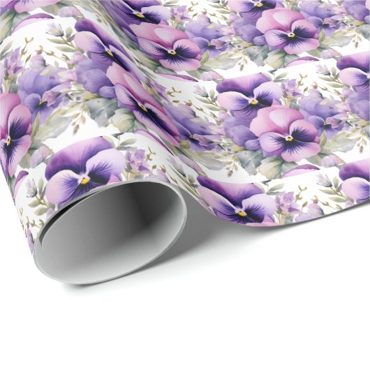Papier Cadeau Pensées violettes Pensée (Coin rond)