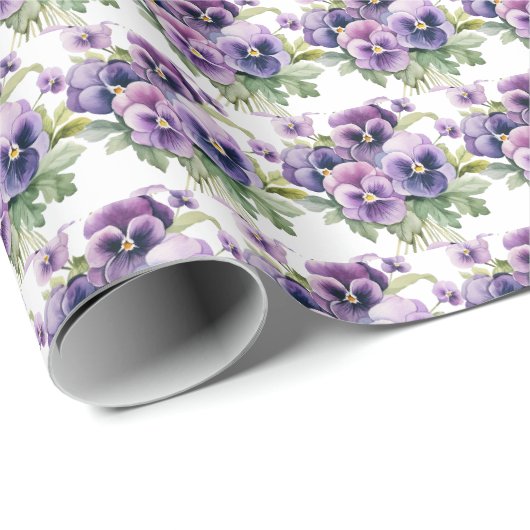 Papier Cadeau Pensées violettes Pensée (Coin rond)
