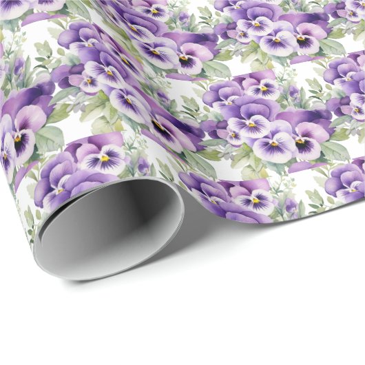 Papier Cadeau Pensées violettes Pensée (Coin rond)