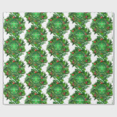 Papier Cadeau Pentacle on Holly Wreath (Plat)