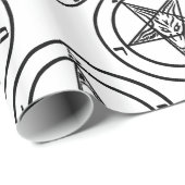 Papier Cadeau pentagramme baphomet blanc halloween (Coin rond)