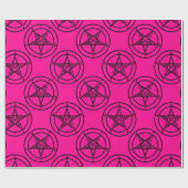 Papier Cadeau pentagramme baphomet rose halloween (Plat)